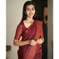 Generic Women's Silk Printed Saree With Unstitched Blouse 5.5Mtr (Maroon) - MYLUXURY LANE ENTERPRISE