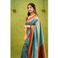 Generic Women's Silk Printed Saree With Unstitched Blouse 5.5Mtr (Rama) - MYLUXURY LANE ENTERPRISE