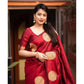 Generic Women's Silk Printed Saree With Unstitched Blouse 5.5Mtr (Red) - MYLUXURY LANE ENTERPRISE