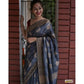 Generic Women's Silk Printed Saree With Unstitched Blouse 5.5Mtr (Grey) - MYLUXURY LANE ENTERPRISE