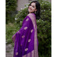 Generic Women's Silk Printed Saree With Unstitched Blouse 5.5Mtr (Purple) - MYLUXURY LANE ENTERPRISE