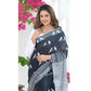 Generic Women's Silk Printed Saree With Unstitched Blouse 5.5Mtr (Black) - MYLUXURY LANE ENTERPRISE