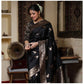 Generic Women's Silk Printed Saree With Unstitched Blouse 5.5Mtr (Black) - MYLUXURY LANE ENTERPRISE