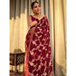Generic Women's Silk Printed Saree With Unstitched Blouse 5.5Mtr (Maroon) - MYLUXURY LANE ENTERPRISE