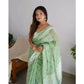 Generic Women's Cotton Printed Saree With Unstitched Blouse 5.5Mtr (Pista) - MYLUXURY LANE ENTERPRISE