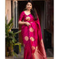 Generic Women's Silk Printed Saree With Unstitched Blouse 5.5Mtr (Pink) - MYLUXURY LANE ENTERPRISE