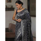 Generic Women's Silk Printed Saree With Unstitched Blouse 5.5Mtr (Navy Blue) - MYLUXURY LANE ENTERPRISE