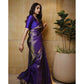 Generic Women's Silk Printed Saree With Unstitched Blouse 5.5Mtr (Purple) - MYLUXURY LANE ENTERPRISE
