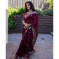 Generic Women's Cotton Printed Saree With Unstitched Blouse 5.5Mtr (Maroon) - MYLUXURY LANE ENTERPRISE