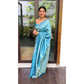 Generic Women's Silk Printed Saree With Unstitched Blouse 5.5Mtr (Sky Blue) - MYLUXURY LANE ENTERPRISE