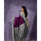 Generic Women's Silk Printed Saree With Unstitched Blouse 5.5Mtr (Purple) - MYLUXURY LANE ENTERPRISE