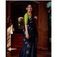 Generic Women's Silk Printed Saree With Unstitched Blouse 5.5Mtr (Navy Blue) - MYLUXURY LANE ENTERPRISE