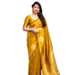 Generic Women's Silk Printed Saree With Unstitched Blouse 5.5Mtr (Yellow) - MYLUXURY LANE ENTERPRISE