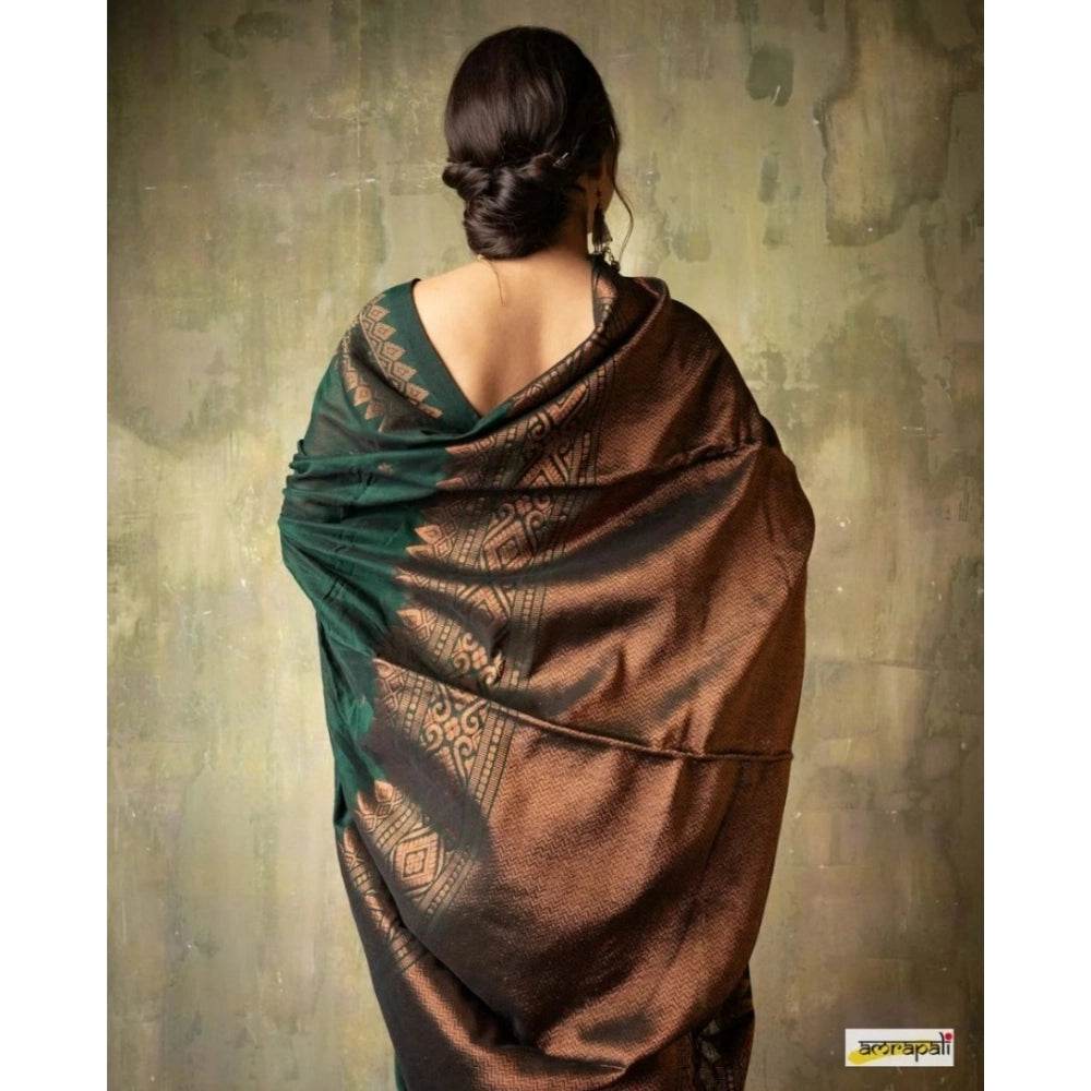 Generic Women's Silk Printed Saree With Unstitched Blouse 5.5Mtr (Green) - MYLUXURY LANE ENTERPRISE