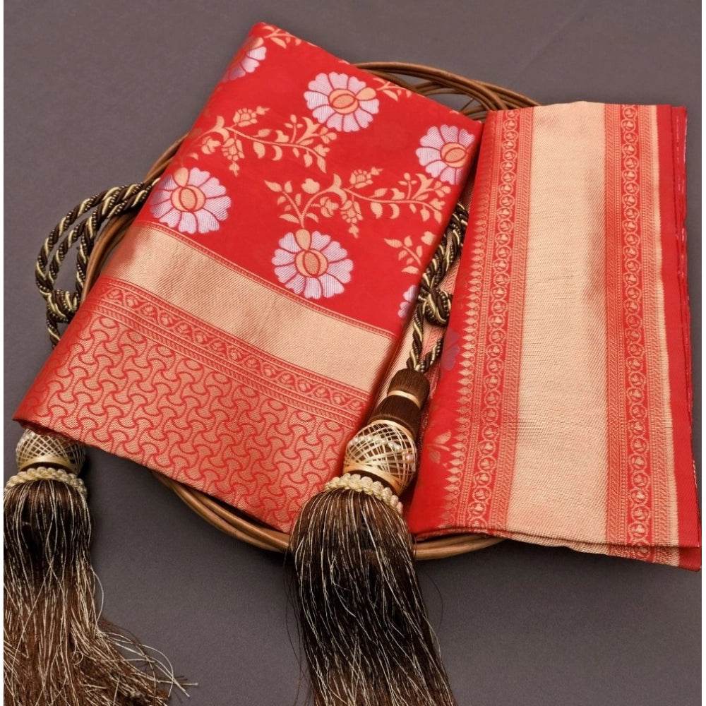 Generic Women's Silk Printed Saree With Unstitched Blouse 5.5Mtr (White) - MYLUXURY LANE ENTERPRISE