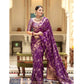 Generic Women's Silk Printed Saree With Unstitched Blouse 5.5Mtr (Purple) - MYLUXURY LANE ENTERPRISE