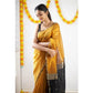 Generic Women's Cotton Printed Saree With Unstitched Blouse 5.5Mtr (Yellow) - MYLUXURY LANE ENTERPRISE