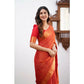 Generic Women's Silk Printed Saree With Unstitched Blouse 5.5Mtr (Orange) - MYLUXURY LANE ENTERPRISE