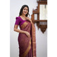 Generic Women's Silk Printed Saree With Unstitched Blouse 5.5Mtr (Wine) - MYLUXURY LANE ENTERPRISE