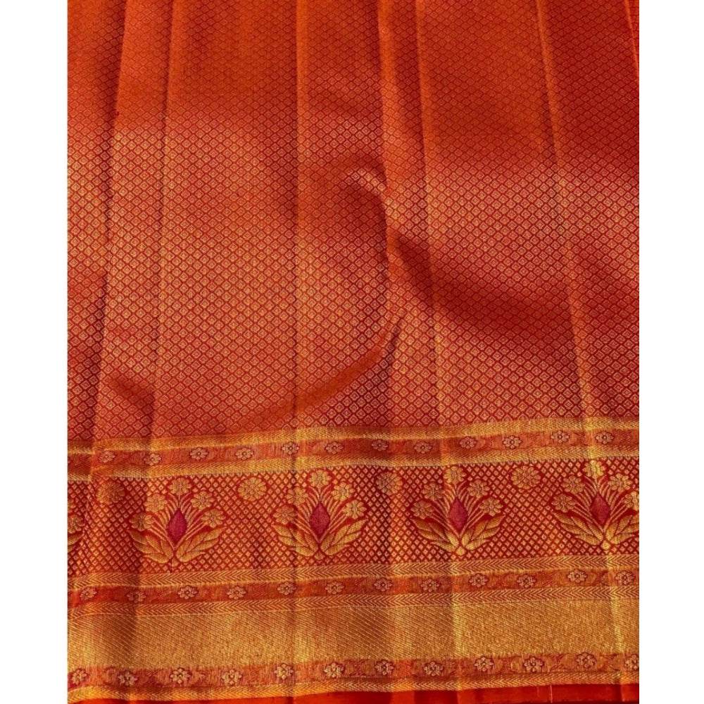 Generic Women's Silk Printed Saree With Unstitched Blouse 5.5Mtr (Red) - MYLUXURY LANE ENTERPRISE
