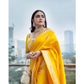 Generic Women's Silk Printed Saree With Unstitched Blouse 5.5Mtr (Yellow) - MYLUXURY LANE ENTERPRISE