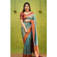 Generic Women's Silk Printed Saree With Unstitched Blouse 5.5Mtr (Rama) - MYLUXURY LANE ENTERPRISE