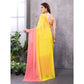 Generic Women's Small Lace Georgette Solid Ready-to-Wear Saree With Unstitched Blouse 5.5 Mtr (Pink-Yellow) - MYLUXURY LANE ENTERPRISE