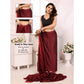 Generic Women's Black Berry Striped Ready-to-Wear Saree With Unstitched Blouse 5.5 Mtr (Red-Black) - MYLUXURY LANE ENTERPRISE