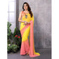 Generic Women's Small Lace Georgette Solid Ready-to-Wear Saree With Unstitched Blouse 5.5 Mtr (Pink-Yellow) - MYLUXURY LANE ENTERPRISE