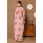 Generic Women's Small Lace Georgette Printed Ready-to-Wear Saree With Unstitched Blouse 5.5 Mtr (Peach) - MYLUXURY LANE ENTERPRISE