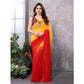 Generic Women's Small Lace Georgette Solid Ready-to-Wear Saree With Unstitched Blouse 5.5 Mtr (Red-Orange) - MYLUXURY LANE ENTERPRISE