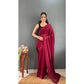 Generic Women's Chiffon Solid Ready to wear Saree With Unstitched Blouse 5.5 Mtr (Maroon) - MYLUXURY LANE ENTERPRISE