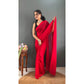 Generic Women's Chiffon Solid Ready to wear Saree With Unstitched Blouse 5.5 Mtr (Red) - MYLUXURY LANE ENTERPRISE