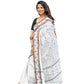 Generic Women's Silk Printed Saree With Unstitched Blouse 5.5Mtr (Off White) - MYLUXURY LANE ENTERPRISE