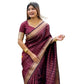 Generic Women's Silk Printed Saree With Unstitched Blouse 5.5Mtr (Maroon) - MYLUXURY LANE ENTERPRISE