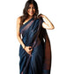 Generic Women's Silk Printed Saree With Unstitched Blouse 5.5Mtr (Navy Blue) - MYLUXURY LANE ENTERPRISE