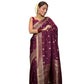 Generic Women's Silk Printed Saree With Unstitched Blouse 5.5Mtr (Wine) - MYLUXURY LANE ENTERPRISE