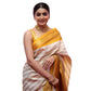 Generic Women's Silk Printed Saree With Unstitched Blouse 5.5Mtr (Off White-Yellow) - MYLUXURY LANE ENTERPRISE