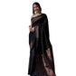 Generic Women's Silk Printed Saree With Unstitched Blouse 5.5Mtr (Black) - MYLUXURY LANE ENTERPRISE