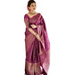 Generic Women's Silk Printed Saree With Unstitched Blouse 5.5Mtr (Purple) - MYLUXURY LANE ENTERPRISE