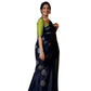 Generic Women's Silk Printed Saree With Unstitched Blouse 5.5Mtr (Navy Blue) - MYLUXURY LANE ENTERPRISE