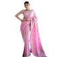 Generic Women's Silk Printed Saree With Unstitched Blouse 5.5Mtr (Pink) - MYLUXURY LANE ENTERPRISE