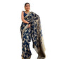 Generic Women's Silk Printed Saree With Unstitched Blouse 5.5Mtr (Dark Blue) - MYLUXURY LANE ENTERPRISE