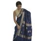 Generic Women's Cotton Printed Saree With Unstitched Blouse 5.5Mtr (Navy Blue) - MYLUXURY LANE ENTERPRISE