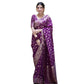Generic Women's Silk Printed Saree With Unstitched Blouse 5.5Mtr (Purple) - MYLUXURY LANE ENTERPRISE