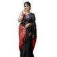 Generic Women's Silk Printed Saree With Unstitched Blouse 5.5Mtr (Black-Red) - MYLUXURY LANE ENTERPRISE