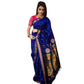 Generic Women's Silk Printed Saree With Unstitched Blouse 5.5Mtr (Blue) - MYLUXURY LANE ENTERPRISE