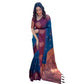 Generic Women's Silk Printed Saree With Unstitched Blouse 5.5Mtr (Blue) - MYLUXURY LANE ENTERPRISE
