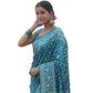 Generic Women's Silk Printed Saree With Unstitched Blouse 5.5Mtr (Sky Blue) - MYLUXURY LANE ENTERPRISE