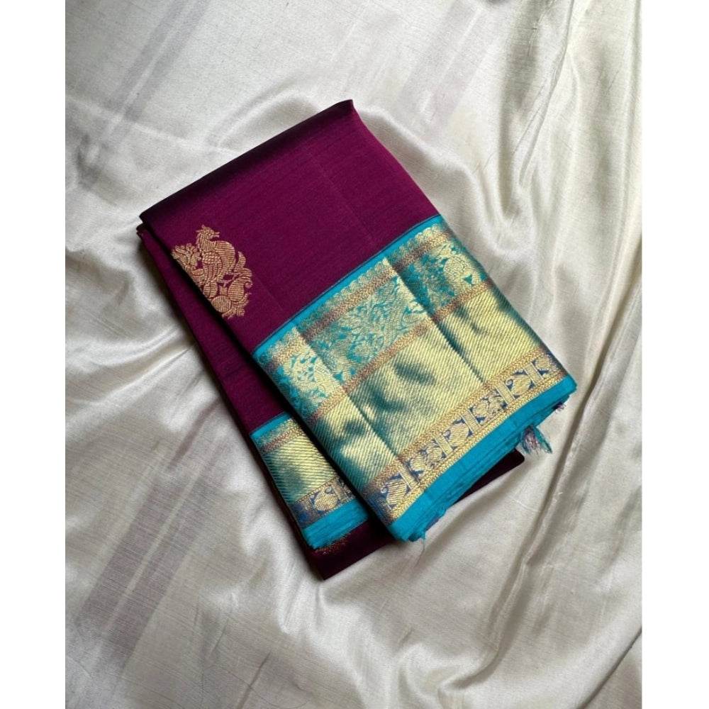 Generic Women's Silk Printed Saree With Unstitched Blouse 5.5Mtr (Wine) - MYLUXURY LANE ENTERPRISE